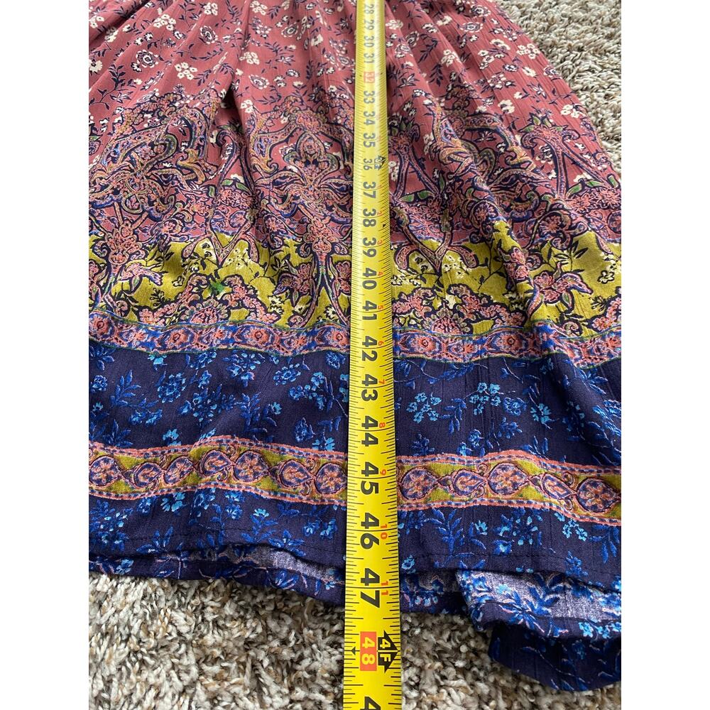 Angie Boho Paisley Floral Twist Front Cutout Maxi Dress M Terracota Fall Cutout - Picture 8 of 8